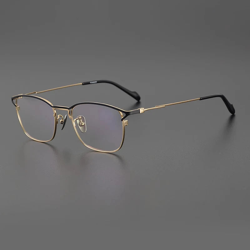Gatenac Unisex Full Rim Square Titanium Eyeglasses Gxyj1143 Full Rim Gatenac Black Gold  