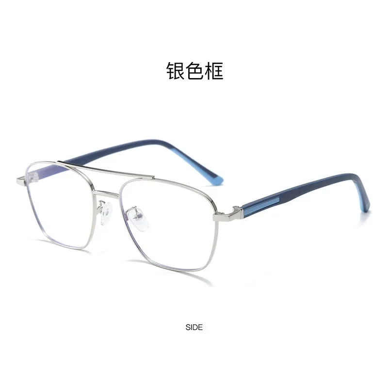 Aror Unisex Full Rim Square Double Bridge Alloy Tr 90 Eyeglasses 39491