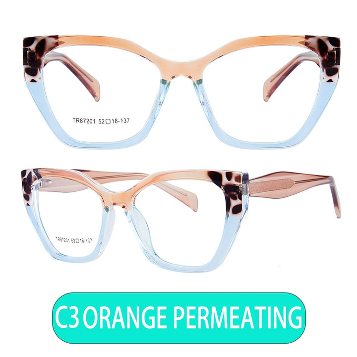 CCspace Unisex Full Rim Square Acetate Eyeglasses 56455 Full Rim CCspace C3Orange  