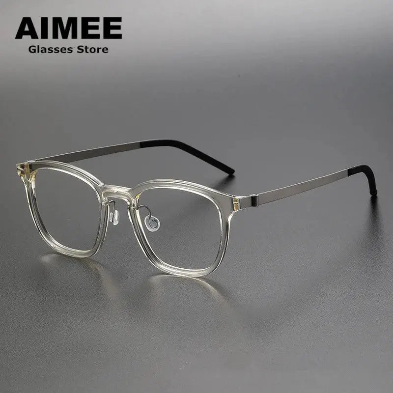 Aimee Full Rim 104700 Unisex Screwless Titanium Acetate Square Frames FuzWeb