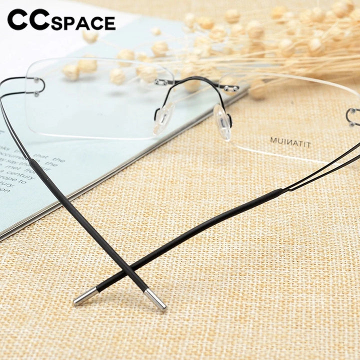 CCspace Unisex Rimless Rectangle Titanium Alloy Eyeglasses 300880 Rimless CCSpace   