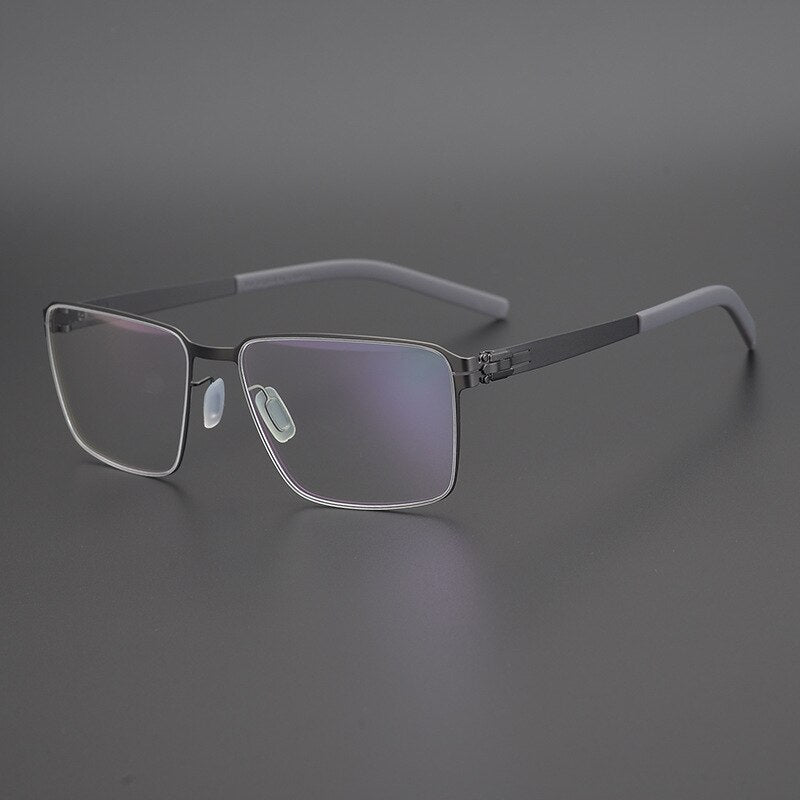 Gatenac Unisex Full Rim Square Titanium Alloy Eyeglasses Gxyj1075 Full Rim Gatenac Gun  