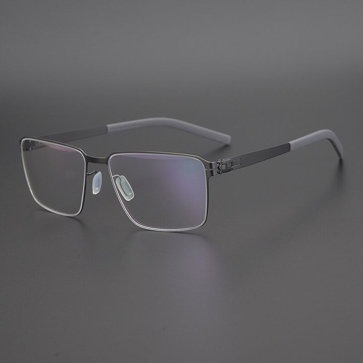 Gatenac Unisex Full Rim Square Titanium Alloy Eyeglasses Gxyj1075 Full Rim Gatenac Gun  