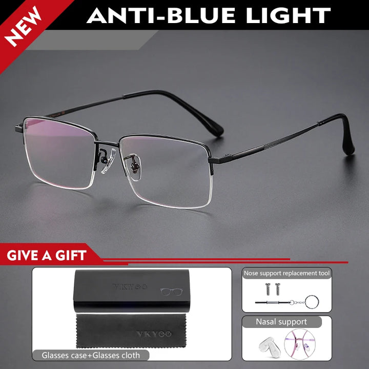 Vicky Unisex Semi Rim Square Titanium Reading Glasses 18012