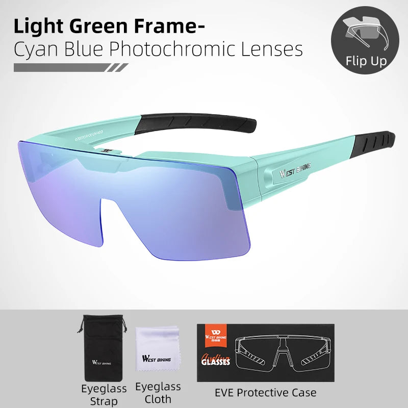 West Biking Unisex Full Rim Square Flip Up Over Frame Sunglasses 940703