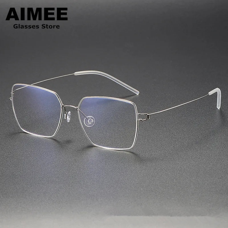 Aimee Unisex Full Rim Square Screwless Titanium Eyeglasses 4155 Full Rim Aimee Silver  