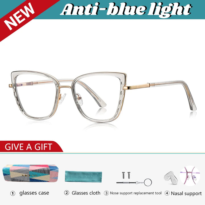 Vicky Women's Full Rim Butterfly Tr 90 Alloy Reading Glasses 43150