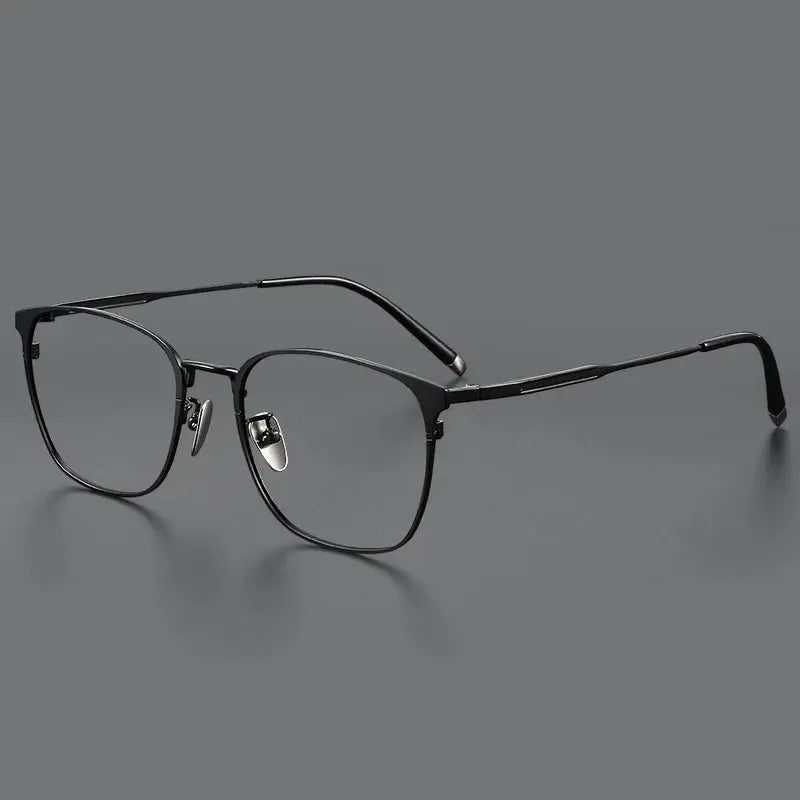 Hdcrafter Unisex Semi-Rimless Square Titanium Frames 997600 FuzWeb