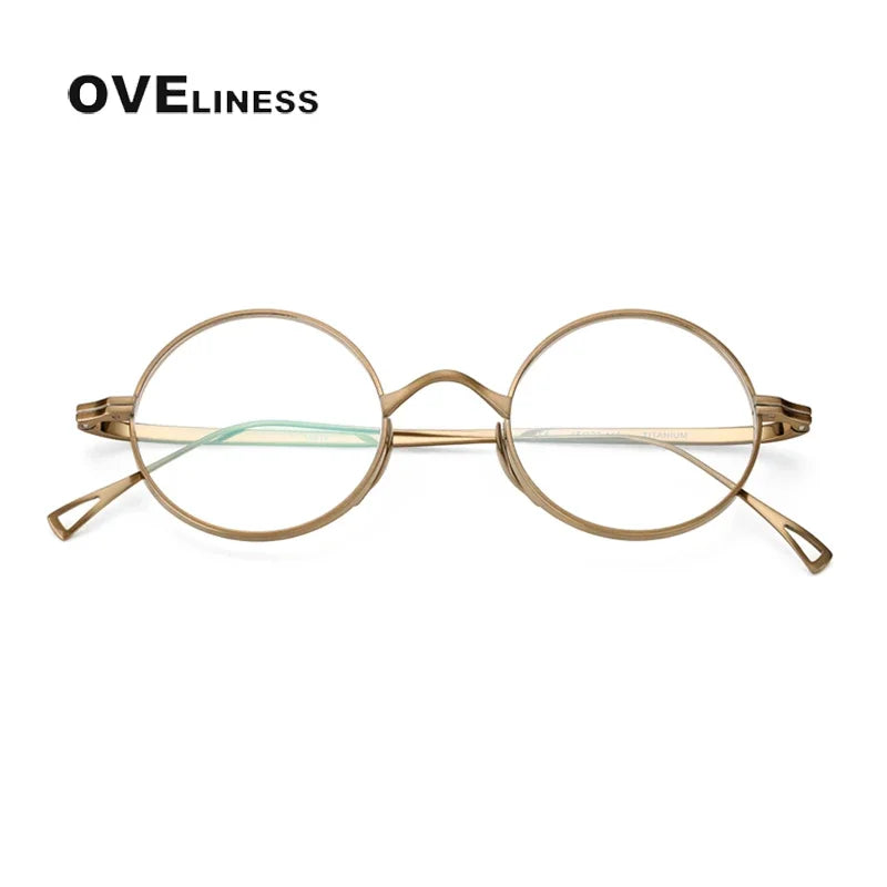 Oveliness Unisex Full Rim Round Titanium Eyeglasses R10518 Full Rim Oveliness bronze  