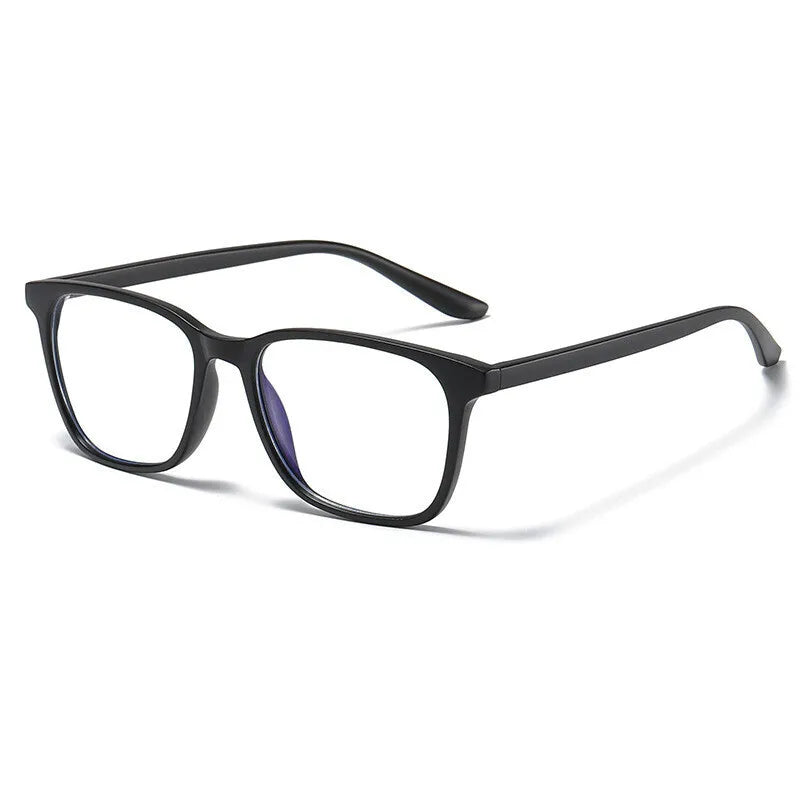 Brightzone Unisex Full Rim Square Tr 90 Titanium Eyeglasses 71421 Full Rim Brightzone Matte black