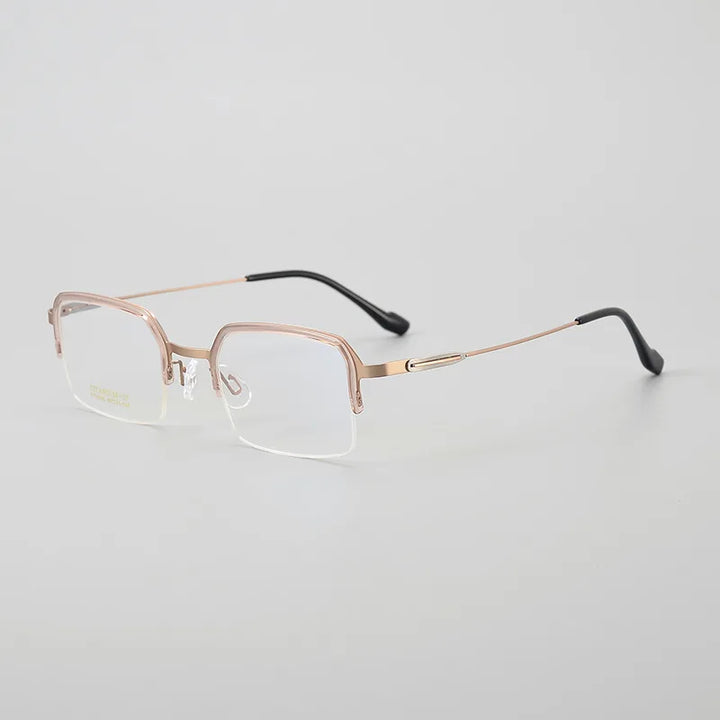 Hewei Unisex Semi Rim Square Titanium Acetate Eyeglasses 4006 Semi Rim Hewei gold  