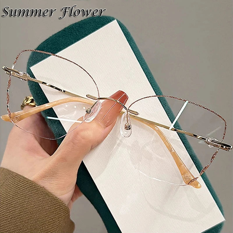 Summer Flower Women's Full Rim Square Cat Eye Titanium Eyeglasses 213517 Full Rim Summer Flower Rose Gold