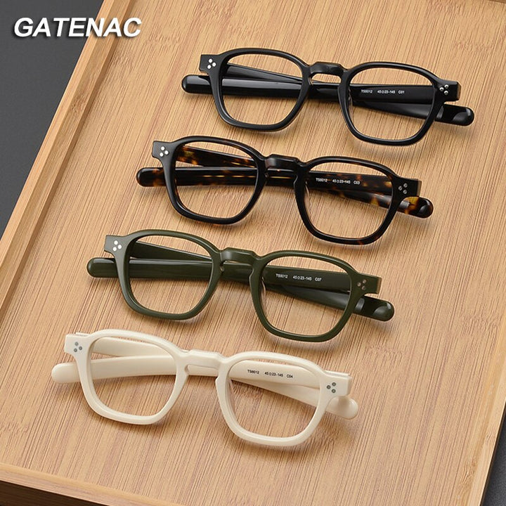 Gatenac Unisex Full Rim Square Acetate Eyeglasses Gxyj1053 Full Rim Gatenac   