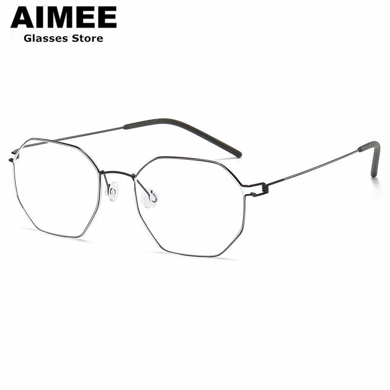 Aimee Unisex Semi Rim Flat Top Polygon Screwless Eyeglasses 10516 Semi Rim Aimee   