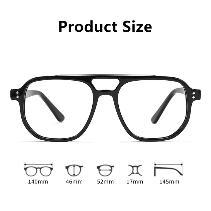 Xbora Unisex Full Rim Square Double Bridge Acetate Eyeglasses 741001