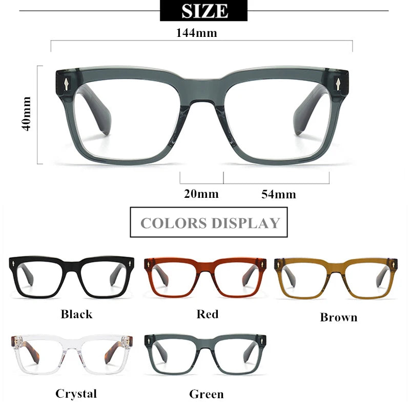 Black Mask Men's Full Rim Square Brow Line Acetate Eyeglasses 14454 Full Rim Black Mask   