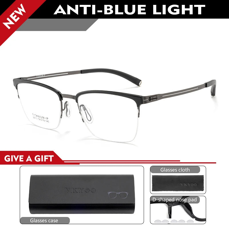 Vicky Unisex Semi Rim Square Titanium Reading Glasses 628813
