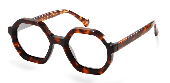 Esnbie Unisex Full Rim Polygon Acetate Eyeglasses 231006 Full Rim Esnbie TORTOISE  