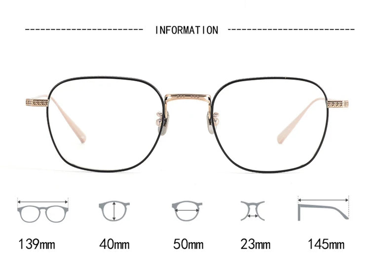 Black Mask Women's Full Rim Polygon Square Titanium Eyeglasses 51015