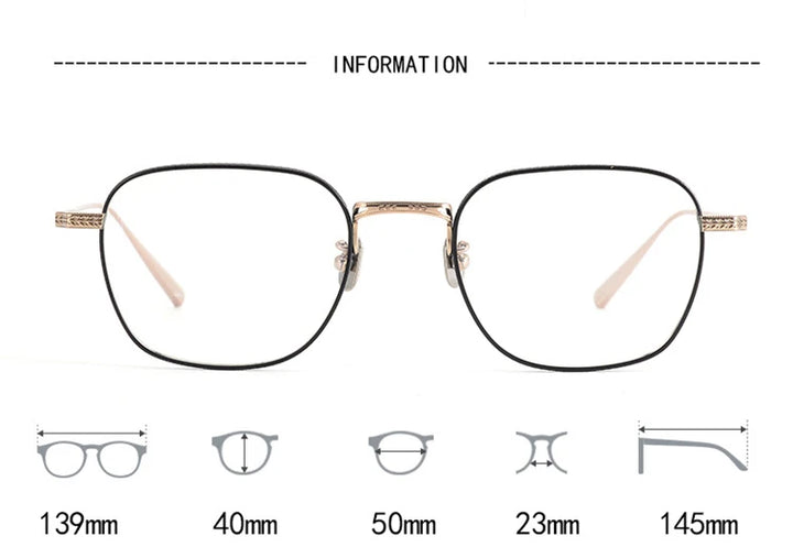 Black Mask Women's Full Rim Polygon Square Titanium Eyeglasses 51015