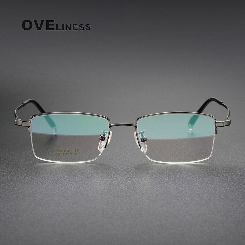 Oveliness Unisex Semi Rim Rectangle Titanium Eyeglasses 6813 Full Rim Oveliness   