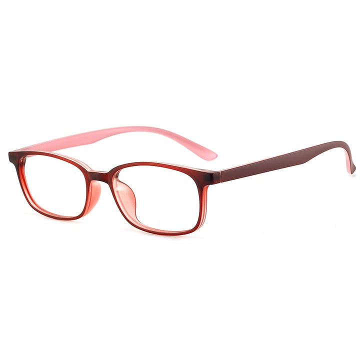 Reven Jate Unisex Small Full Rim Square Plastic Eyeglasses 1056 Full Rim Reven Jate red pink  