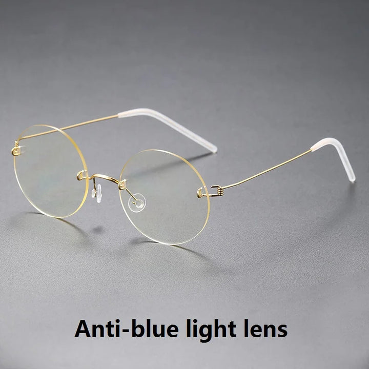 Aimee Unisex Rimless Round Screwless Titanium Eyeglasses 1356 Rimless Aimee Golden  