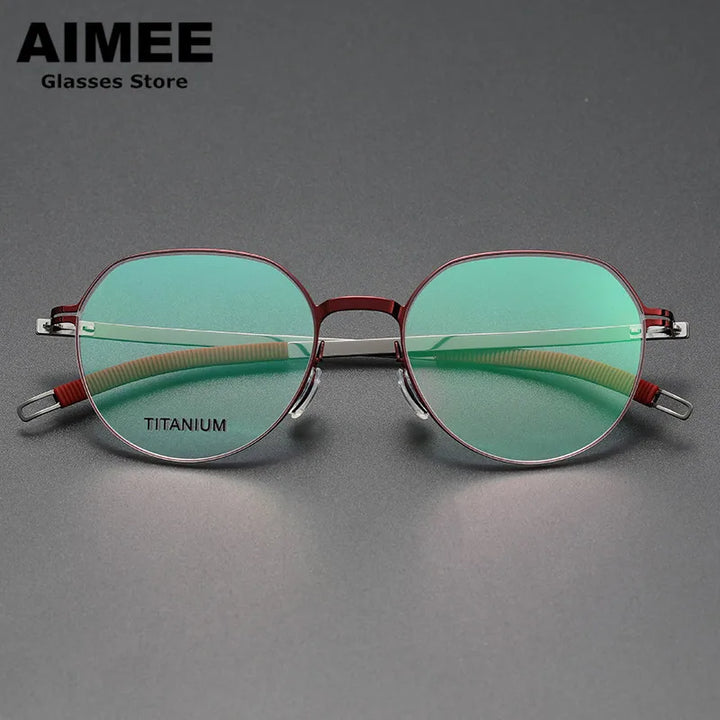 Aimee Unisex Full Rim Flat Top Round Titanium Acetate Eyeglasses 49819 Full Rim Aimee   