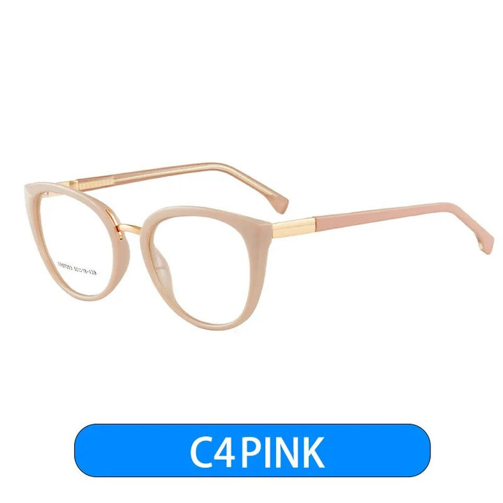 KatKani Women's Full Rim Cat Eye Butterfly Tr 90 Alloy Eyeglasses 87003 Full Rim KatKani Eyeglasses Pink  