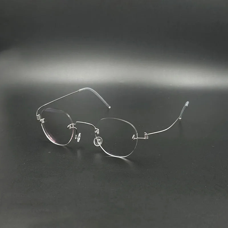 Yujo Unisex Rimless Oval Polygon Stainless Steel Eyeglasses 14537 Rimless Yujo