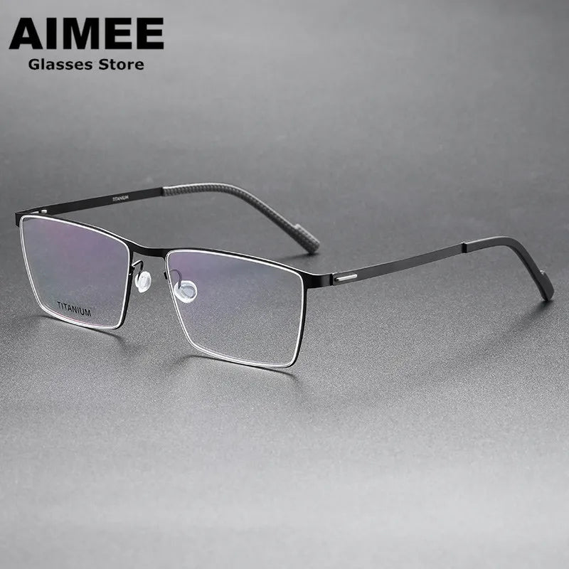 Aimee Unisex Full Rim Square Screwless Titanium Eyeglasses 8005 Full Rim Aimee Black  