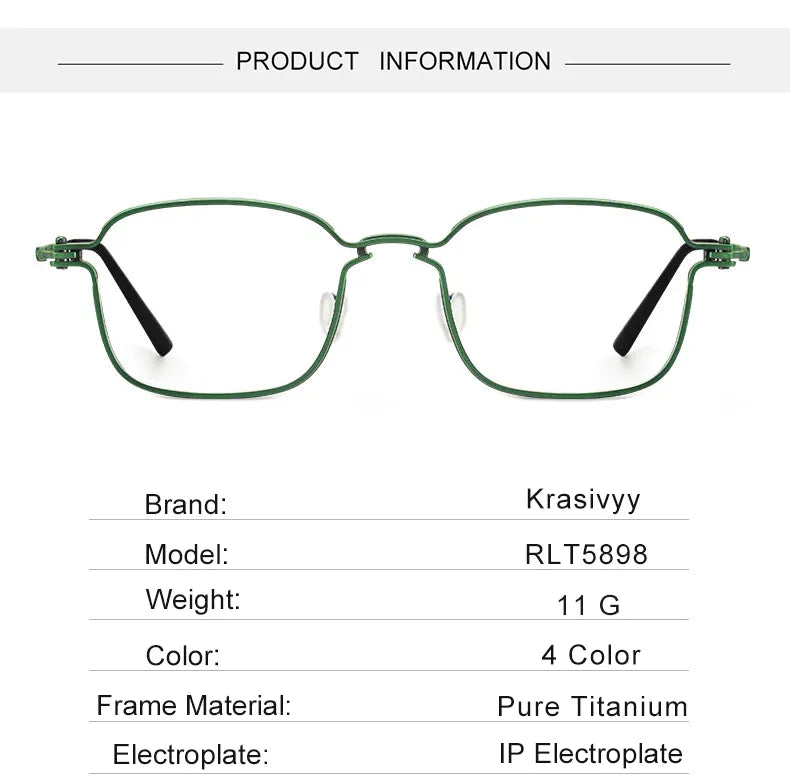 Krasivyy Men's Full Rim Square Titanium Eyeglasses Rlt5898 Full Rim Krasivyy   