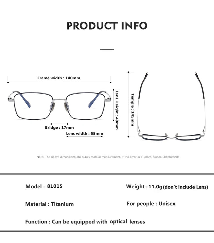 Bobbie Unisex Full Rim Polygon Square Titanium Eyeglasses 681015