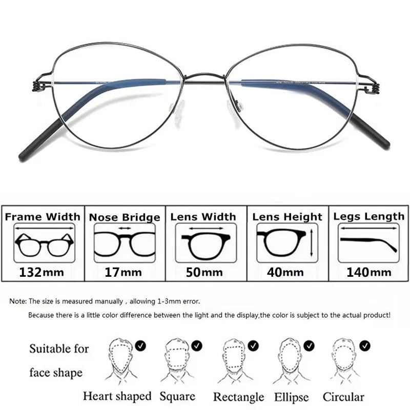 Bobbie Women Full Rim Cat Eye Titanium Eyeglasses Fuz 15