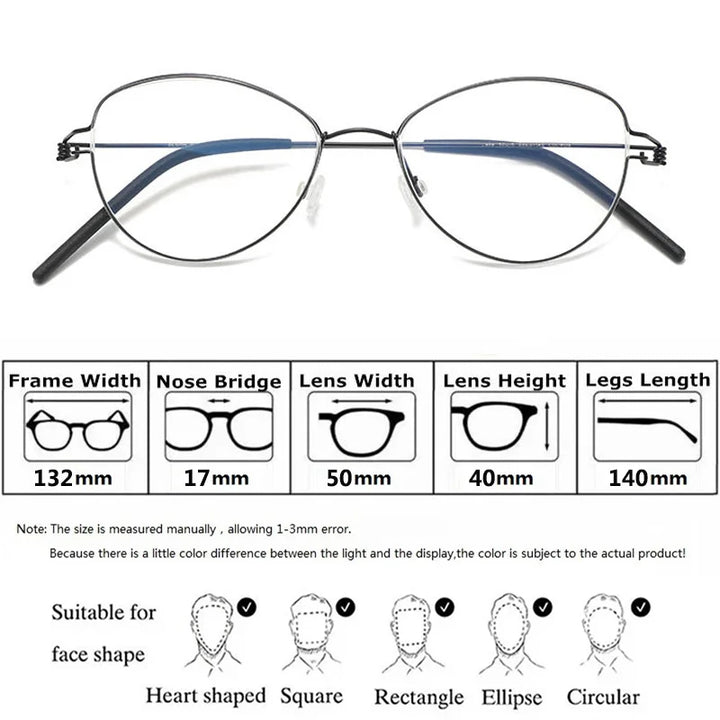 Bobbie Women Full Rim Cat Eye Titanium Eyeglasses Fuz 15