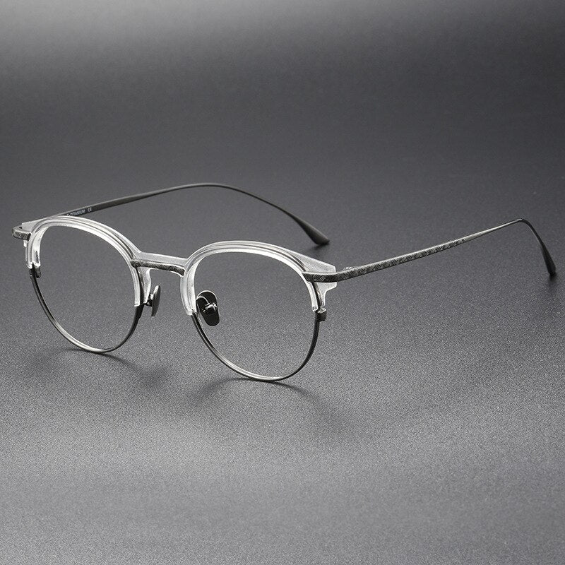 CCspace Unisex Full Rim Round Square Titanium Acetate Eyeglasses 55928 Full Rim CCspace ClearGun China 