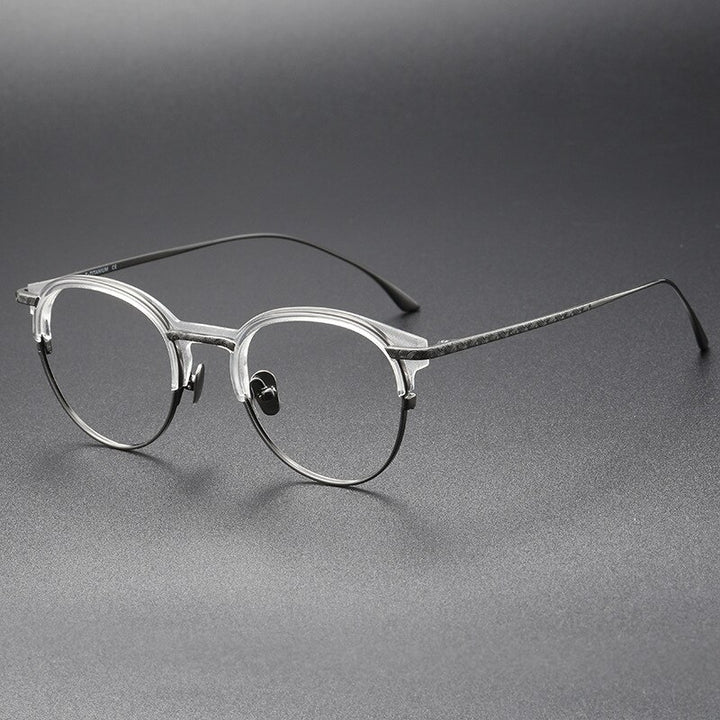 CCspace Unisex Full Rim Round Square Titanium Acetate Eyeglasses 55928 Full Rim CCspace ClearGun China 