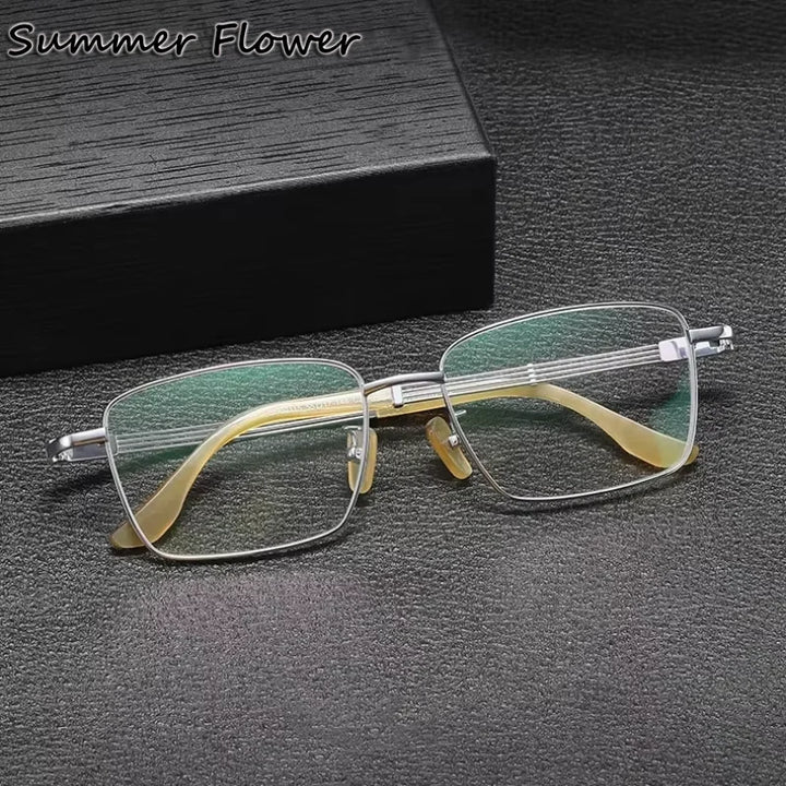 Summer Flower Men's Full Rim Big Square Titanium Eyeglasses 612150