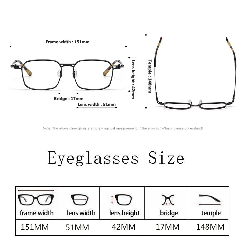 Hdcrafter Men's Full Rim Big Square Titanium Eyeglasses 85892 Full Rim Hdcrafter Eyeglasses