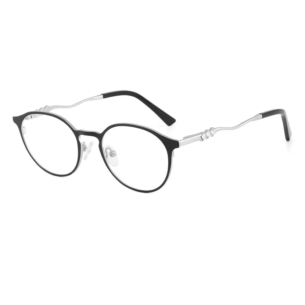 Laoyehui Women's Full Rim Round Alloy Acetate Reading Glasses L8972 Reading Glasses Laoyehui C3 +250 