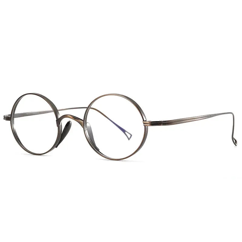 Bclear Unisex Full Rim Round Titanium Eyeglasses 224643 FuzWeb