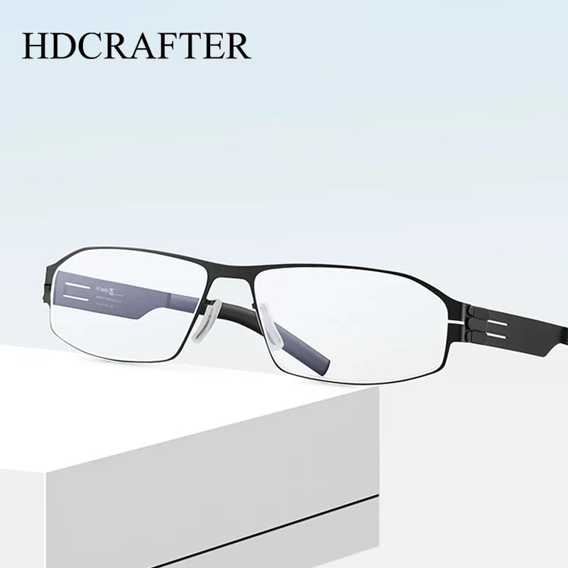 Hdcrafter Men's Full Rim Square Titanium Eyeglasses Fuz 1