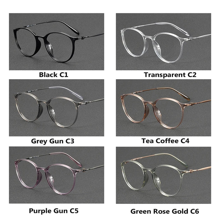 Oveliness Unisex Full Rim Oval Round Acetate Titanium Eyeglasses 8664 Full Rim Oveliness   