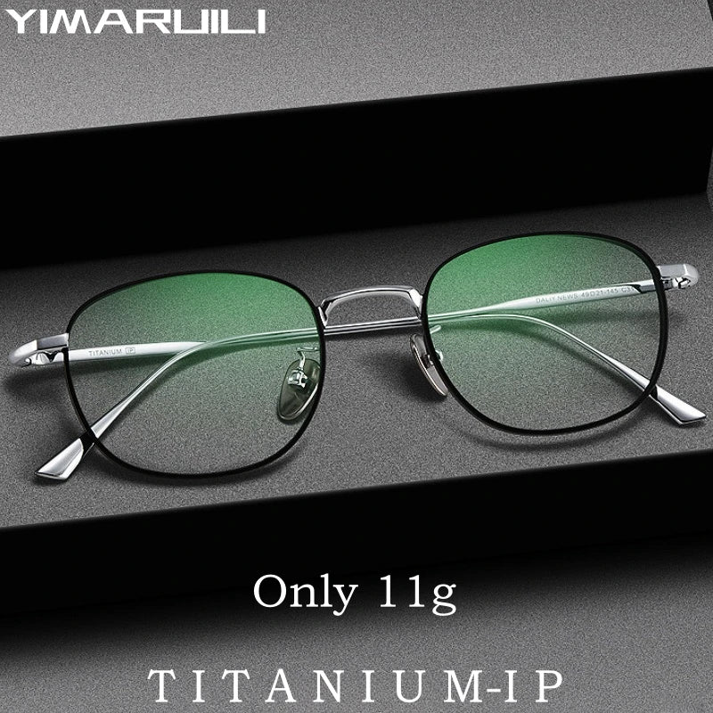 Yimaruili Unisex Full Rim Small Round Square Titanium Eyeglasses Y4921 Full Rim Yimaruili Eyeglasses   