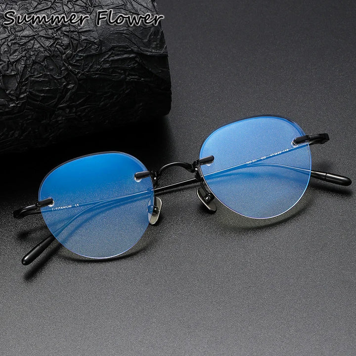 Summer Flower Women's Rimless Round Square Titanium Eyeglasses 842611 Rimless Summer Flower