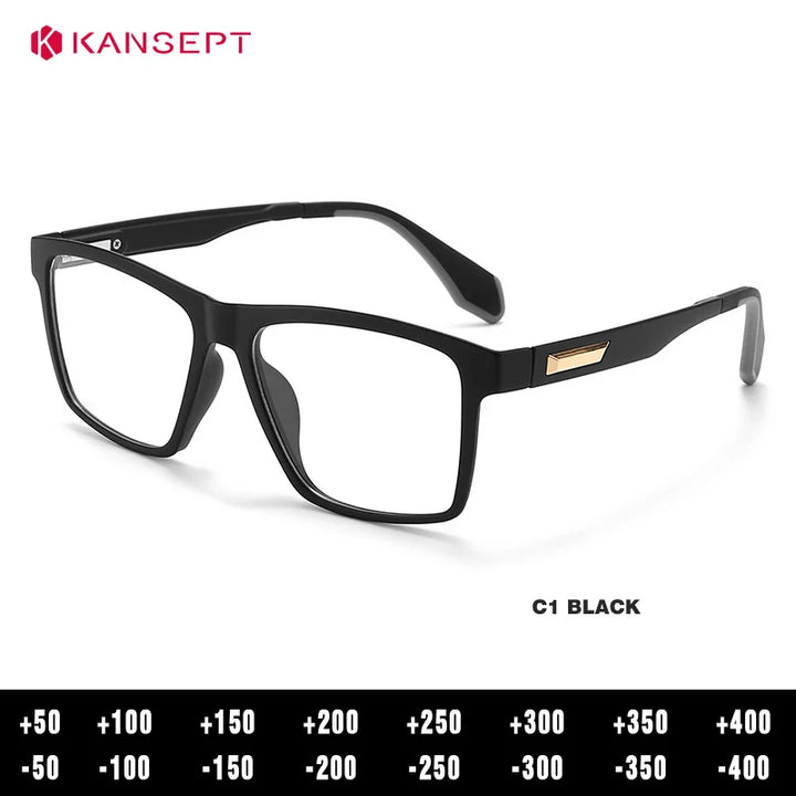Kansept Unisex Full Rim Square Tr 90 Titanium Reading Glasses 56809
