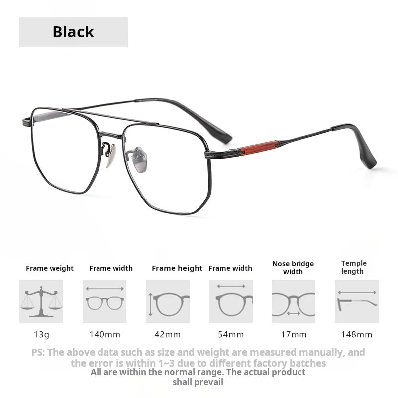 Xbora Unisex Full Rim Square Double Bridge Titanium Eyeglasses 541606