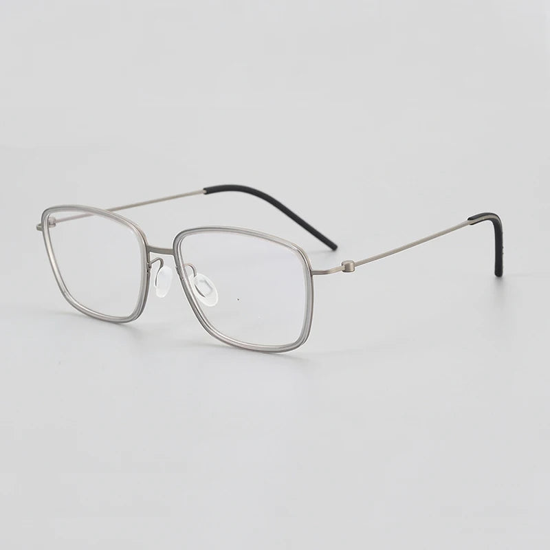 Black Mask Unisex Full Rim Square Acetate Titanium Eyeglasses 15803