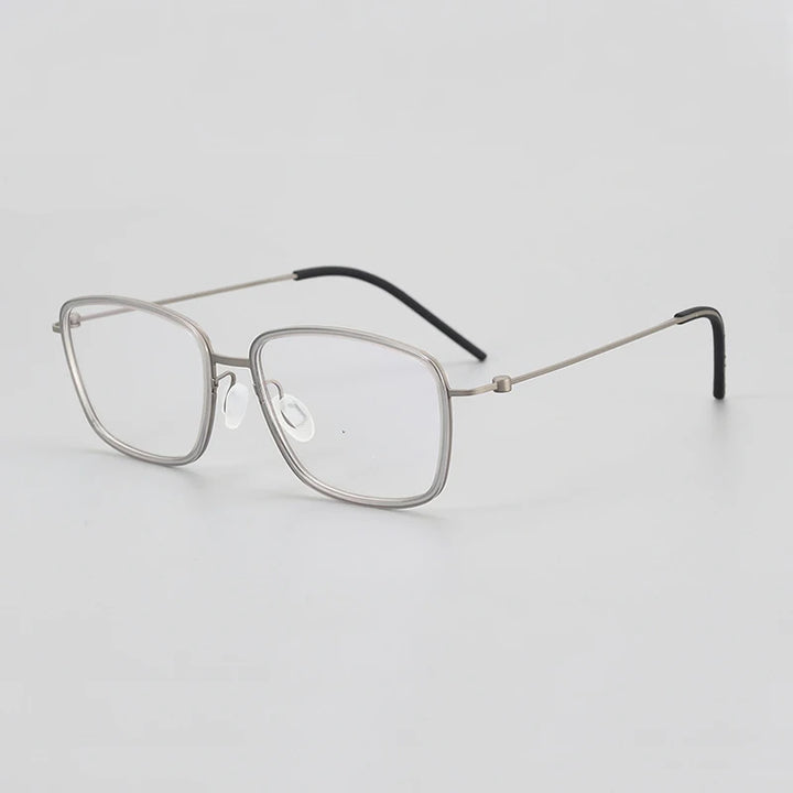 Black Mask Unisex Full Rim Square Acetate Titanium Eyeglasses 15803
