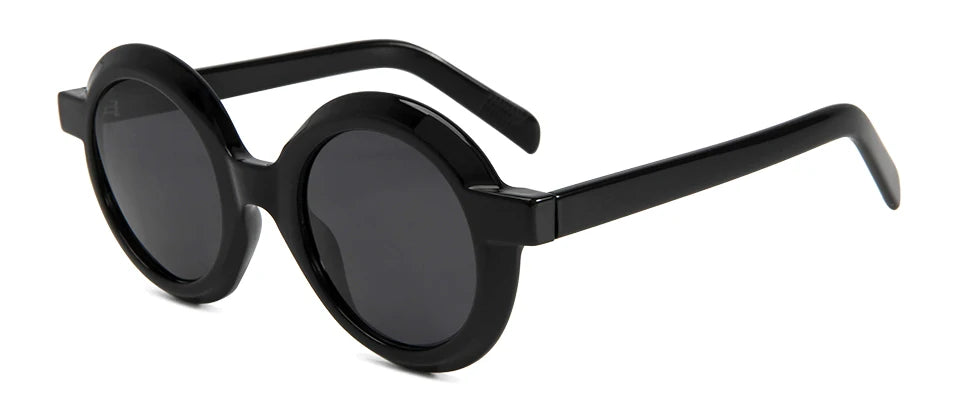 Esnbie Unisex Full Rim Round Acetate Tr 90 Sunglasses 230641